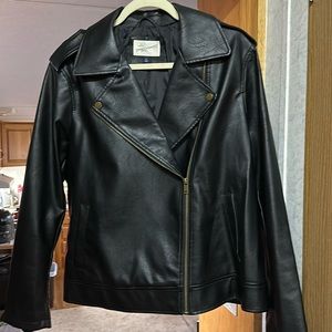 Black faux leather biker Jacket